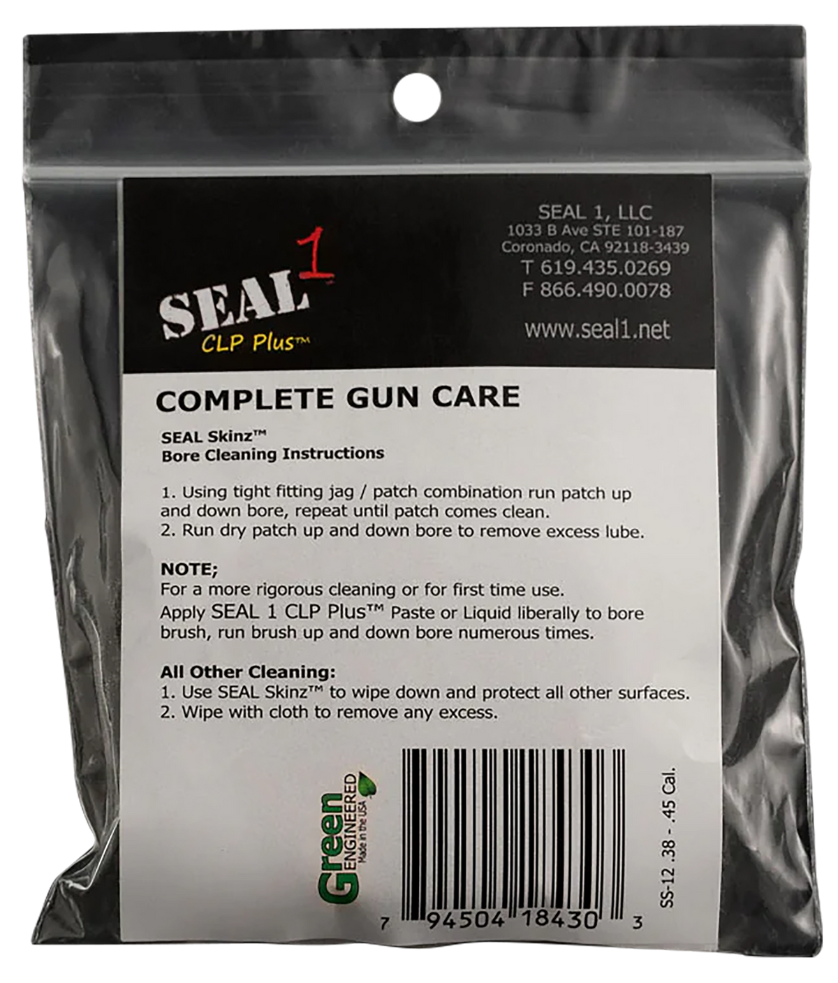 Seal 1 SS-12 Seal SKINZ Pre-Saturated Cleaning Patches .270-30 Cal 1.75" Cotton — view 2