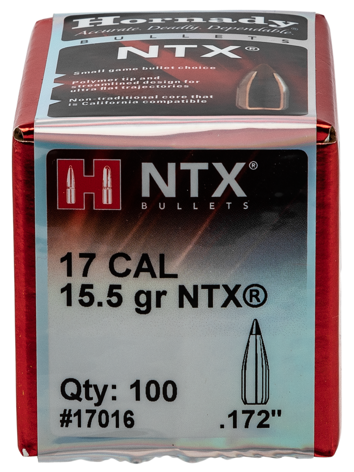 Hornady NXT 17 Cal .172 15.5 gr NTX Reloading Bullets - 100/Box — view 2