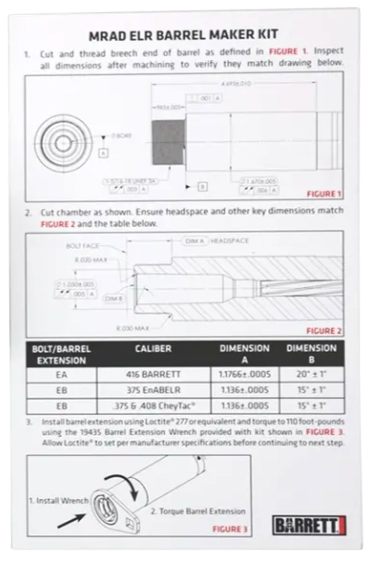 Barrett MRADELR Barrel Maker Kit 416 Barrett - No Barrel — view 2