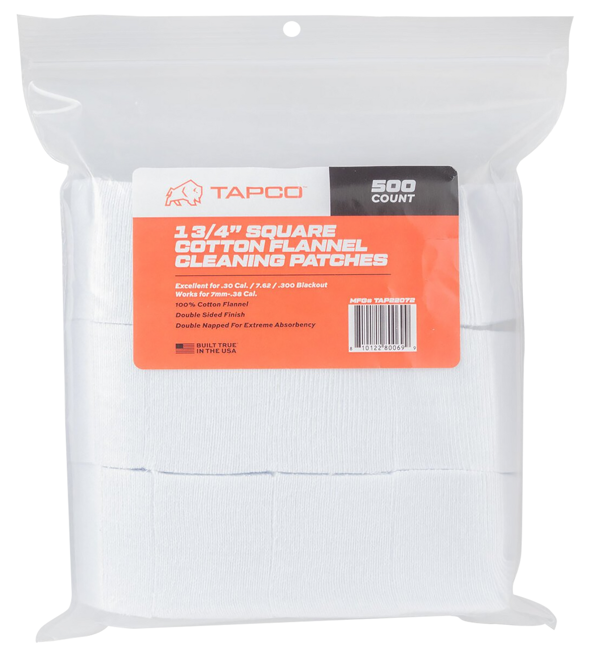 Tapco TAP22072 Square Patches .38 Cal 1.75" Cotton Flannel 500-Count — view 2