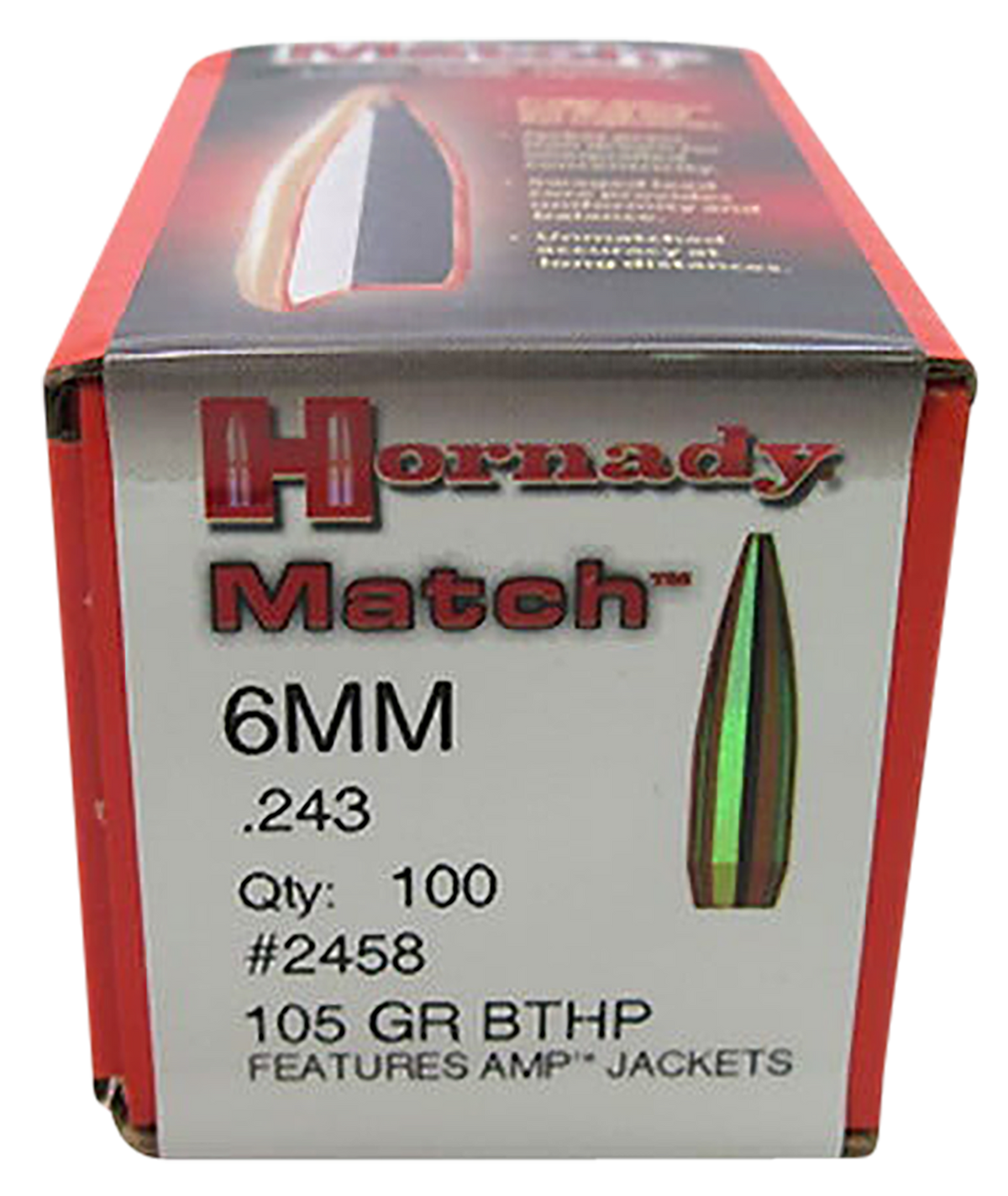 Hornady 2458 Match 6mm .243 105gr BTHP - 100/Box — view 2