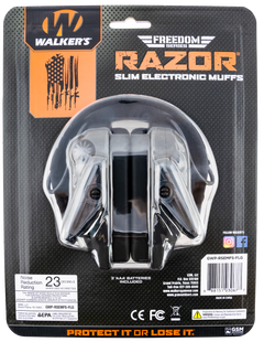 Walkers Game Ear Razor Slim Electronic Freedom Muff 23 dB Over the Head Black w/Distressed U.S Flag Polymer — view 2