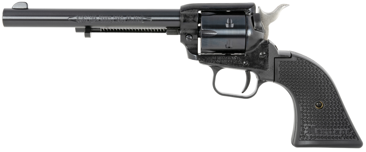 Heritage Mfg Rough Rider 22 LR/22 WMR 6.50" 6-Shot SAO Revolver - Black Cerakote/Polymer Grip — view 2
