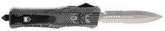 CobraTec CTK-1 Large 3.75" OTF Dagger Part Serrated D2 Steel Stonewashed Aluminum Handle — view 2