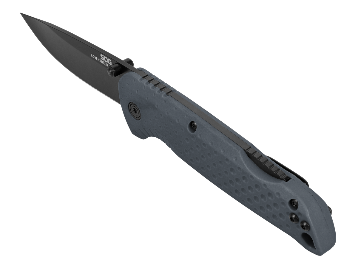 S.O.G Adventurer LB 3.5" Folding Clip Point Plain 5Cr15MoV Black TiNi - Gray GRN Handle — view 2