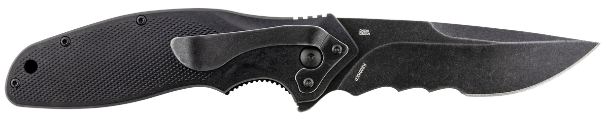 Columbia River Shenanigan 3.35" Folding Drop Point Veff Serrated Black Stonewashed 4116 SS Black GRN Knife — view 2