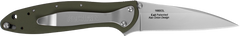 Kershaw Leek 3" Folding Drop Point Plain 14C28N SS Knife - OD Green Aluminum — view 2