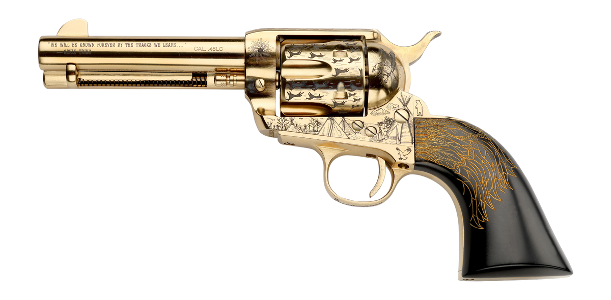 Pietta Keeper Of The Plains 45 Colt 4.75" 6-Shot Single-Action Revolver - Ultra Black Engraved Eagle Feather Grip — view 2