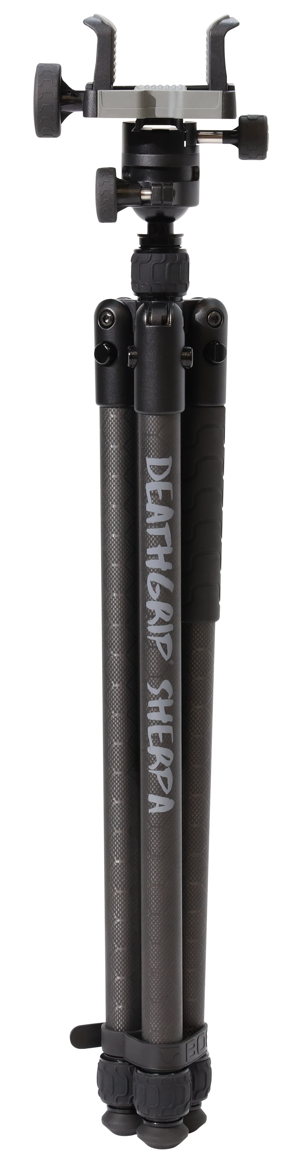 Bog-Pod DeathGrip Sherpa Carbon Fiber Shooting Tripod 10.25"-54.5" 3-Leg Clamp - Black — view 2
