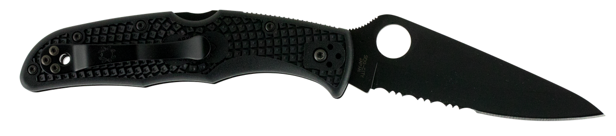 Spyderco Endura 4 Lightweight 3.75" VG-10 Clip Point Part Serrated Black TiCN FRN Folding Knife — view 2