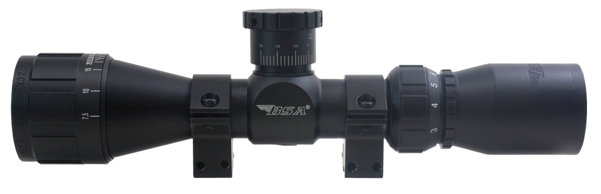 BSA Sweet 22 AO Compact 2-7x32mm 30/30 Duplex 1" Tube Rifle Scope - Black Matte — view 2