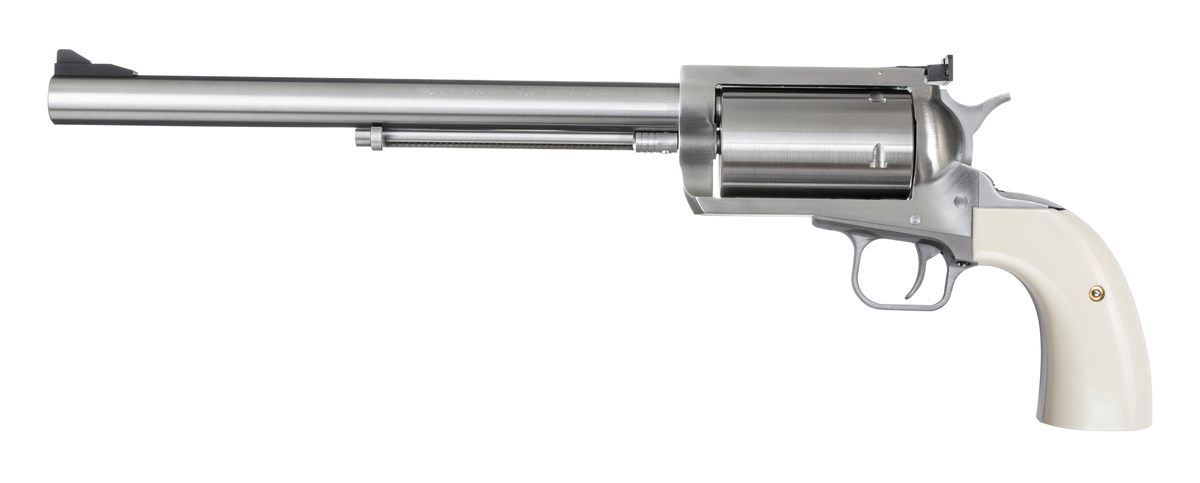 Magnum Research BFR Long Cylinder 45-70 Gov 10" 5-Shot SAO Revolver - Brushed Stainless / Bisley White Laminate — view 2