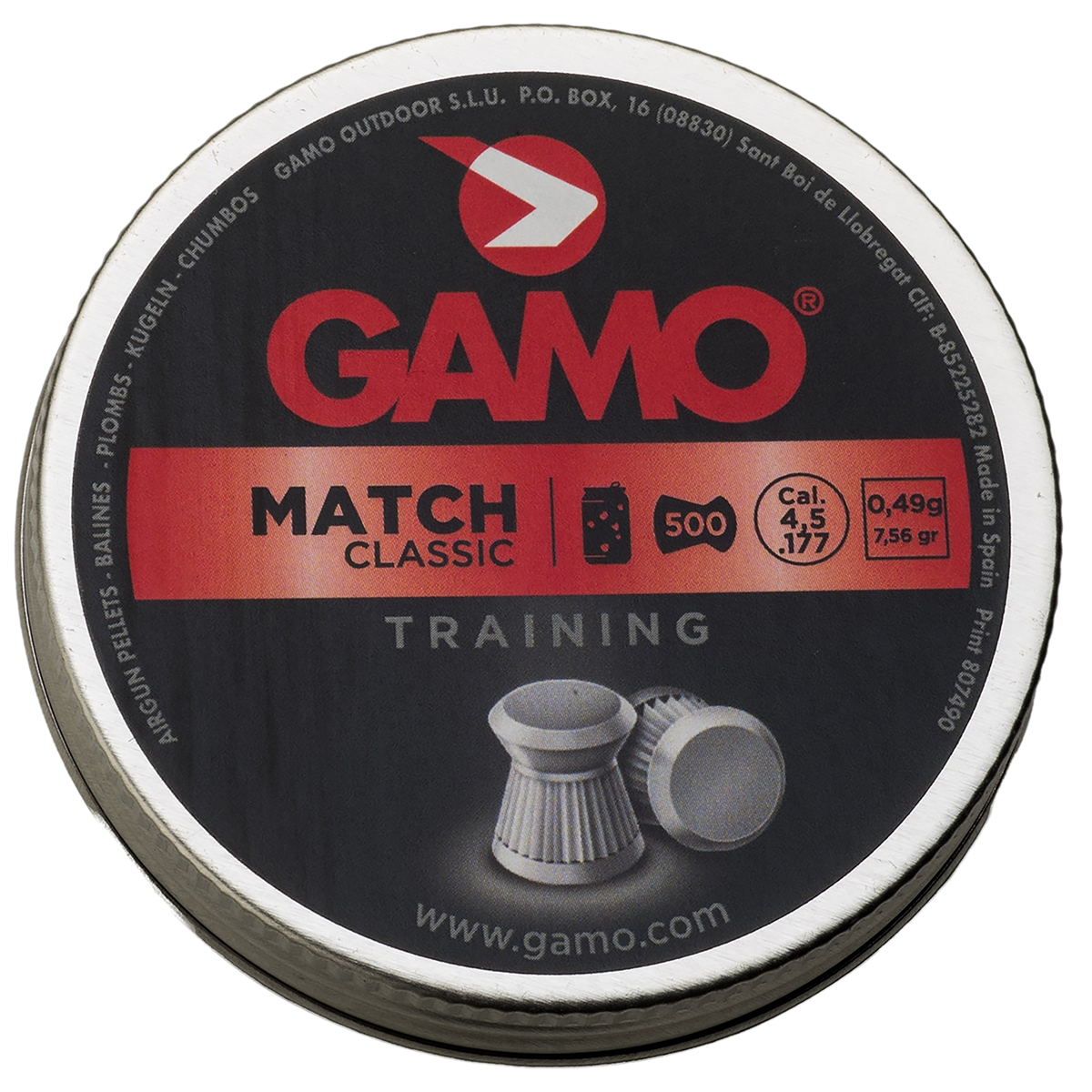 Gamo Match .177 7.6gr Lead Flat Nose Pellet - 500/Tin — view 2