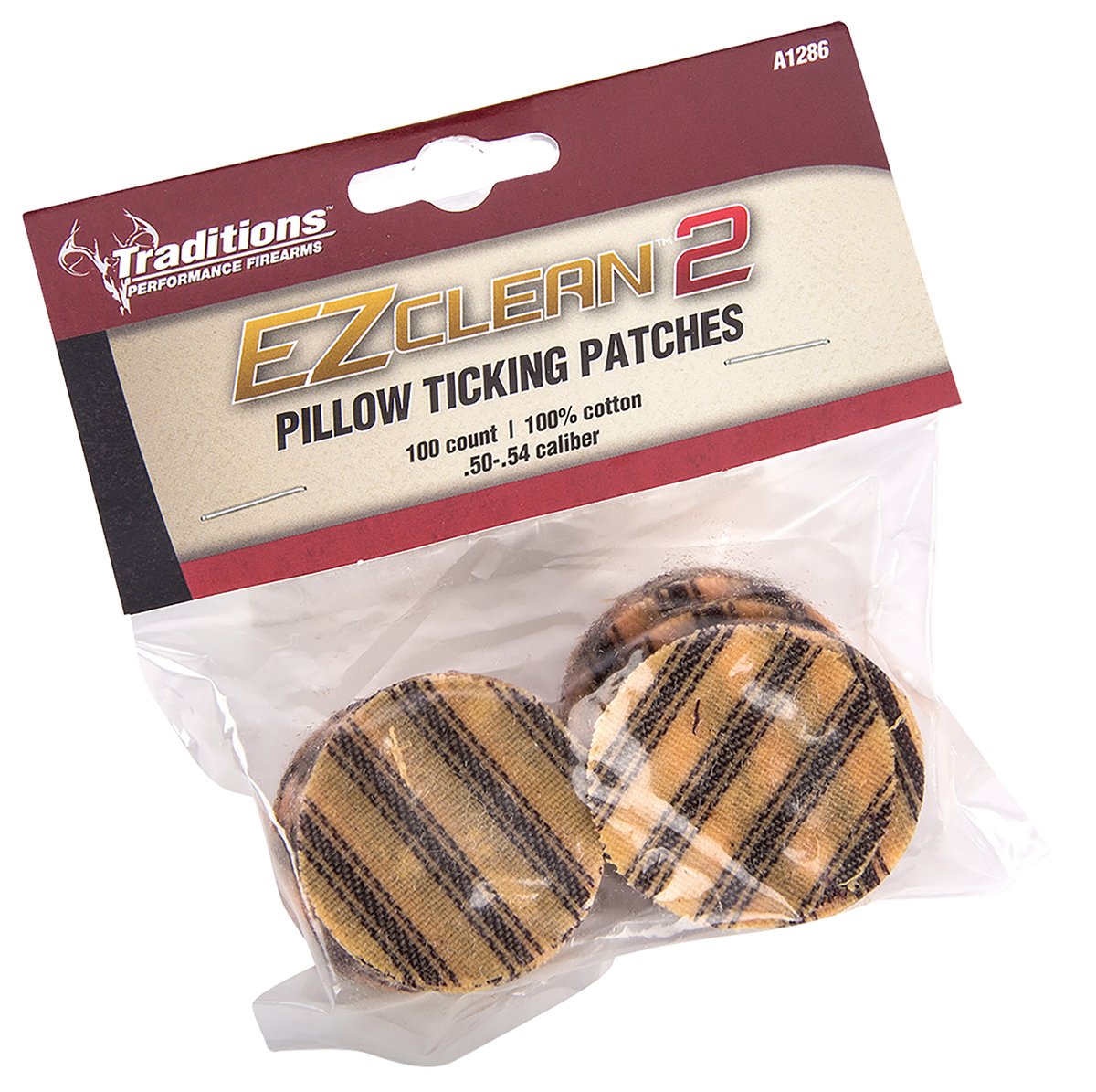 Traditions A1286 EZ Clean 2 Pillow Ticking Patches .50-.54 Cal Cotton 100-Pack — view 2