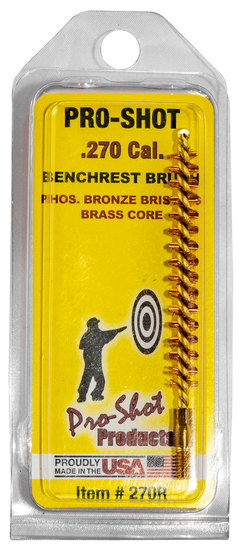 Pro-Shot 270R Bore Brush .270 Cal Rifle #8-32 Thread Bronze Bristles Brass Core — view 2
