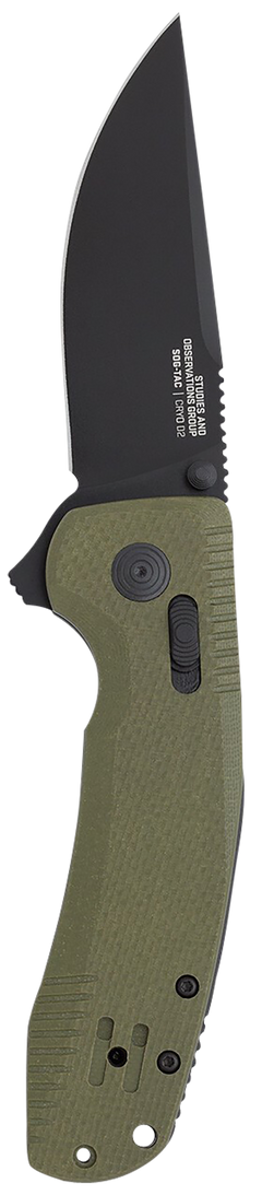 S.O.G SOG-TAC XR 3.39" Folding Clip Point Plain Cryo D2 Steel OD Green G10 Handle — view 2