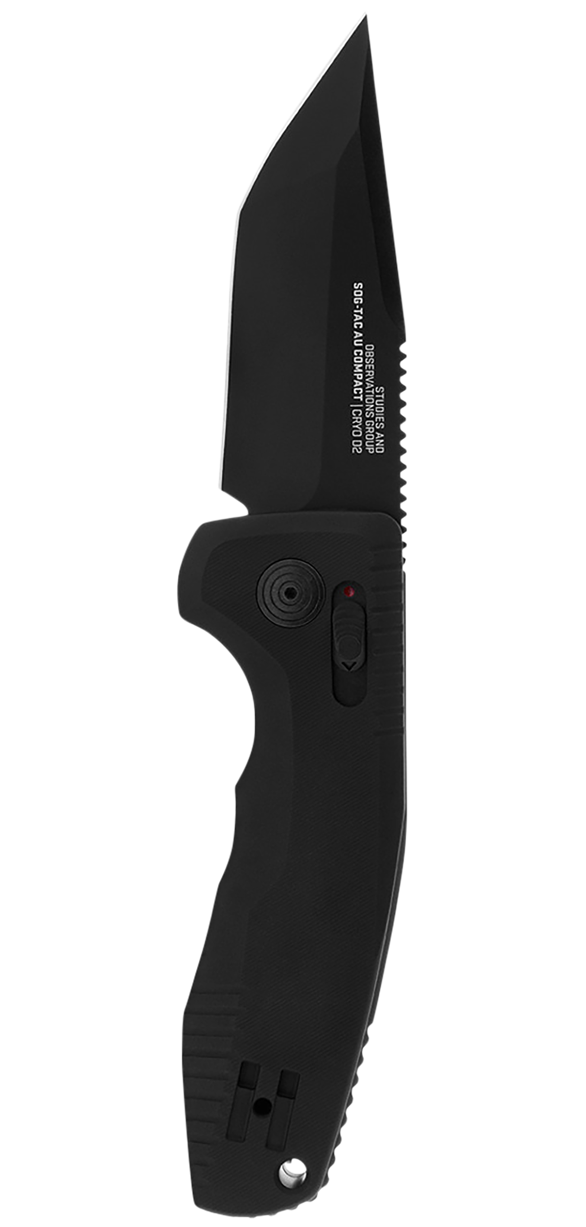 S.O.G SOG-TAC AU Compact 2.94" Folding Automatic Tanto Plain Cryo D2 Steel Black TiNi Aluminum Handle — view 2