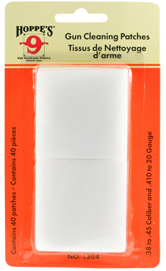 Hoppes 1204 #4 Gun Cleaning Patches .38-.45 Cal / .410-20 Gauge Synthetic 40 Pack — view 2