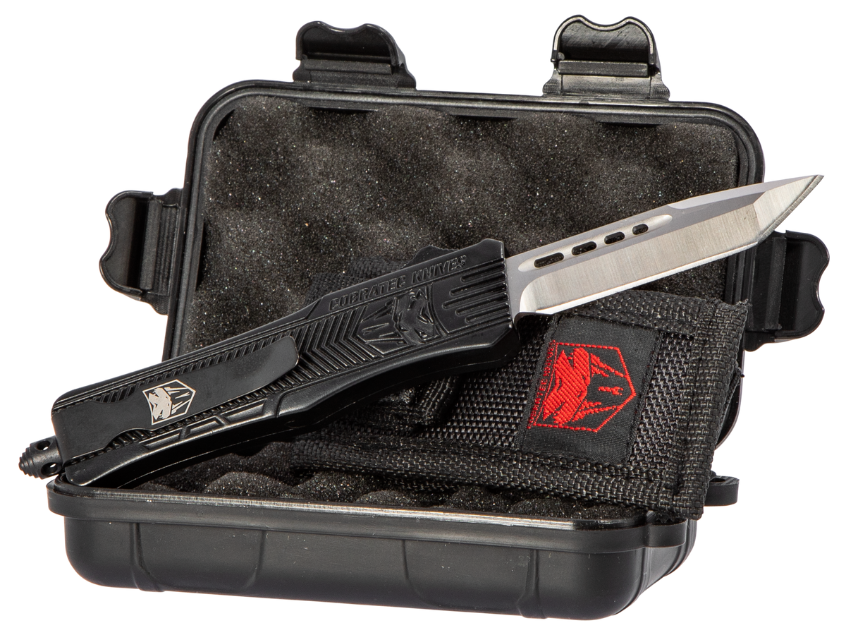 CobraTec Knives CTK-1 Small 2.75" OTF Tanto Plain D2 Steel Black Aluminum Handle — view 2