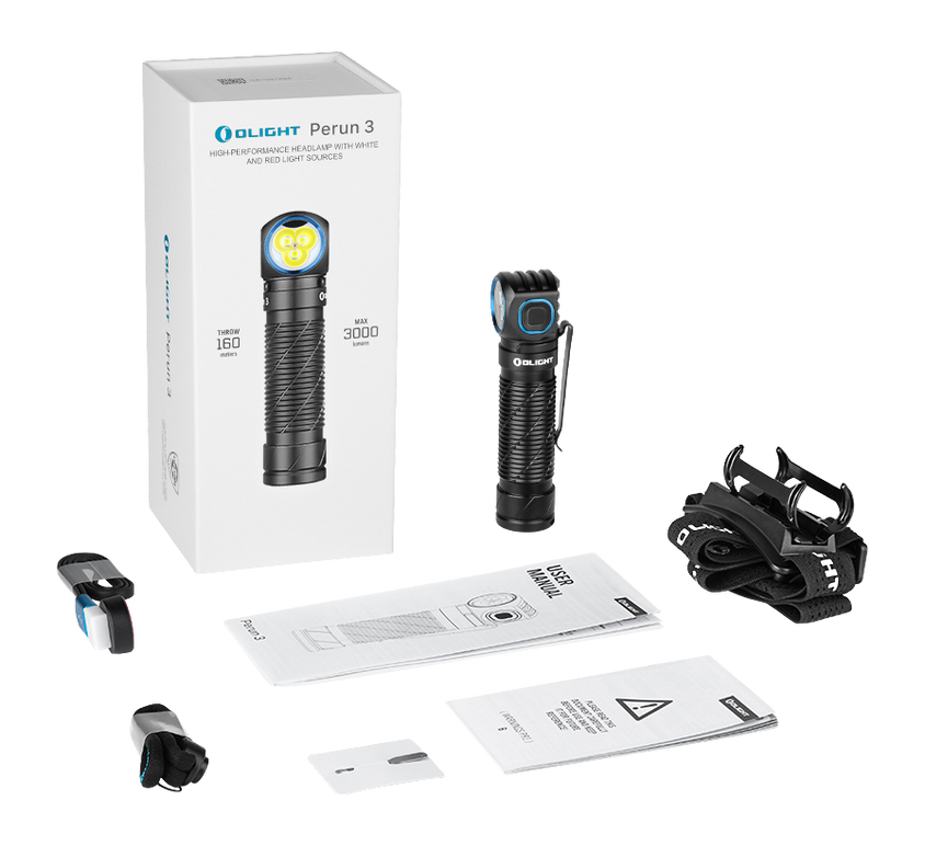 Olight Perun 3 3000 Lumen Rechargeable Right Angle LED Headlamp - Black — view 2