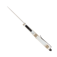 CobraTec Knives FS-3 Come And Take It Medium 3" OTF Drop Point Plain 154CM SS - White Aluminum — view 2