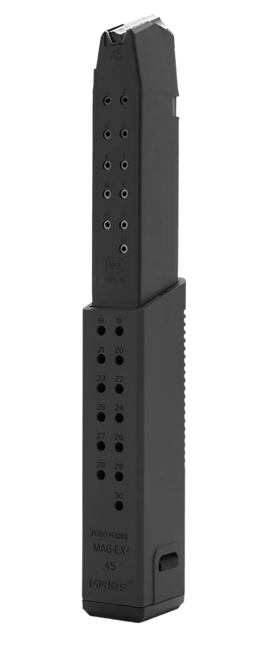 Kriss USA Mag-Ex2 Magazine Extension Kit 9mm Luger Glock G17 40rd Black Polymer — view 2