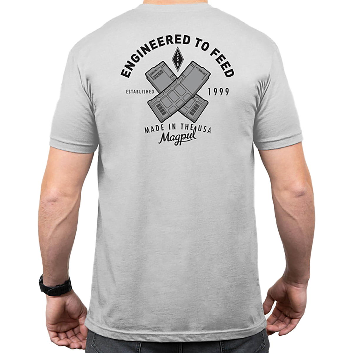 Magpul Industries Engineered to Feed Stone Gray Heather Cotton/Polyester Short Sleeve T-Shirt - 2XL — view 2