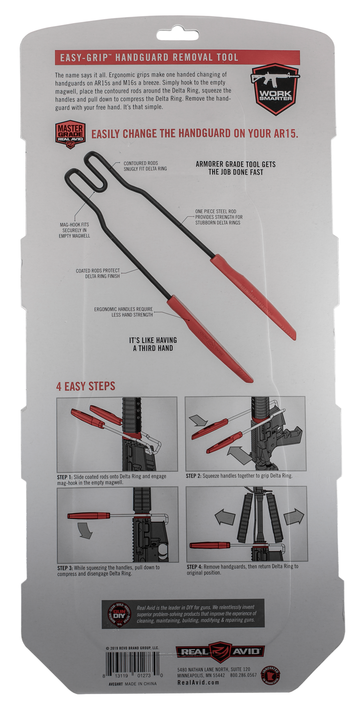 Real Avid Easy Grip Handguard Removal Tool AR-15/M16 Red Rubber Handle — view 2
