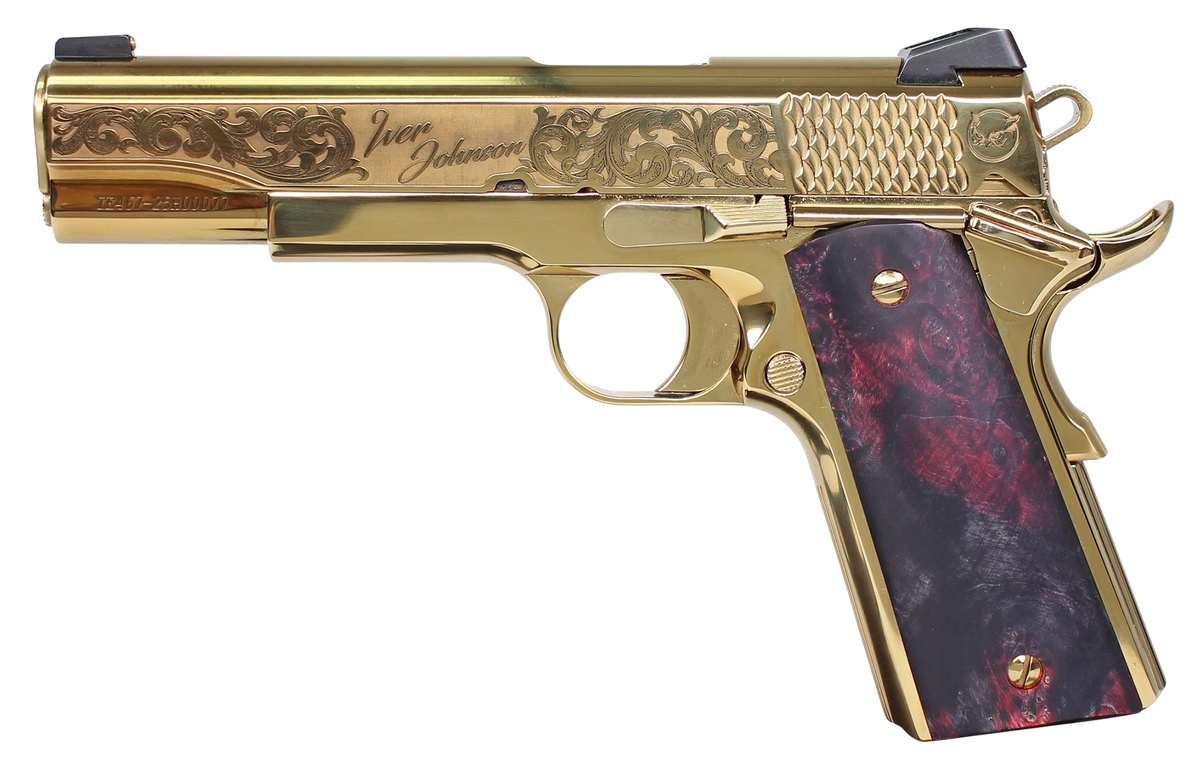 Iver Johnson Noble Eagle EX Gen2 45 ACP 5" 8+1 Semi-Auto Pistol - Gold PVD/Exotic Wood — view 2