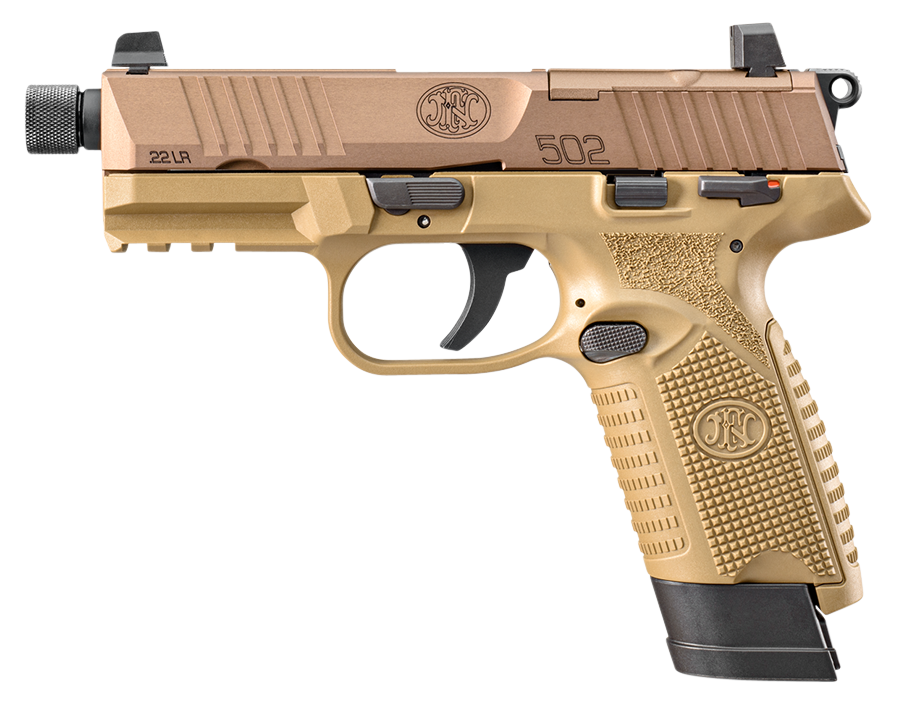 FN 502 Tactical .22 LR 4.6" Threaded 15+1 Semi-Auto Pistol - FDE Optic Ready Slide — view 2