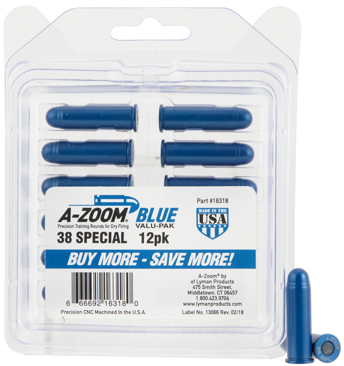 A-Zoom 16318 Revolver Blue Snap Caps .38 Special 12-Pack Dummy Rounds — view 2