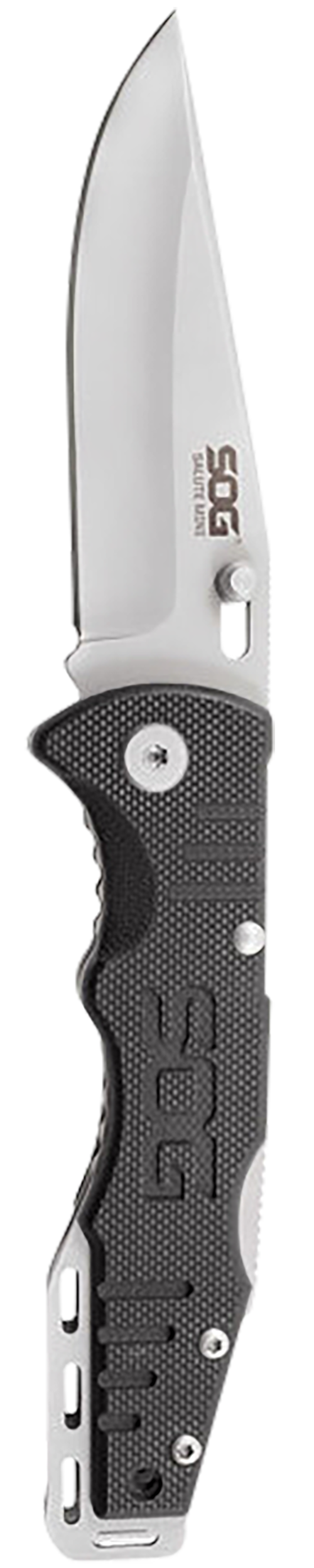 S.O.G Salute Mini 3.10" Folding Clip Point Plain Bead Blasted 8Cr13MoV SS Black G10 Knife — view 2