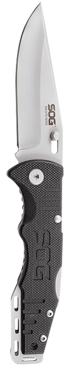 S.O.G Salute Mini 3.10" Folding Clip Point Plain Bead Blasted 8Cr13MoV SS Black G10 Knife — view 2
