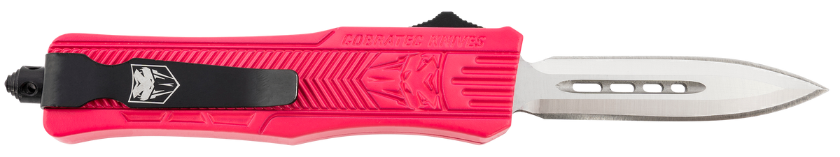 CobraTec Knives CTK-1 Small 2.75" OTF Dagger Plain D2 Steel Pink Aluminum Handle — view 2