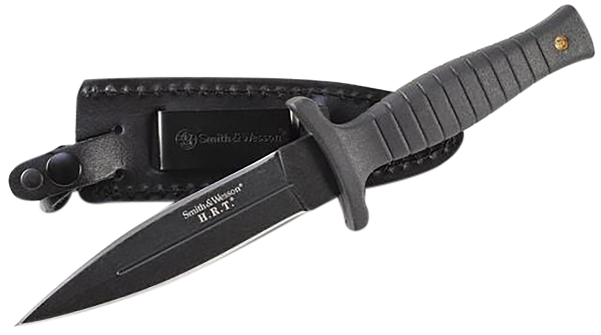 Smith & Wesson Knives H.R.T. 4.75" Fixed Spear Point Plain 7Cr17MoV SS Black TPR Handle — view 2
