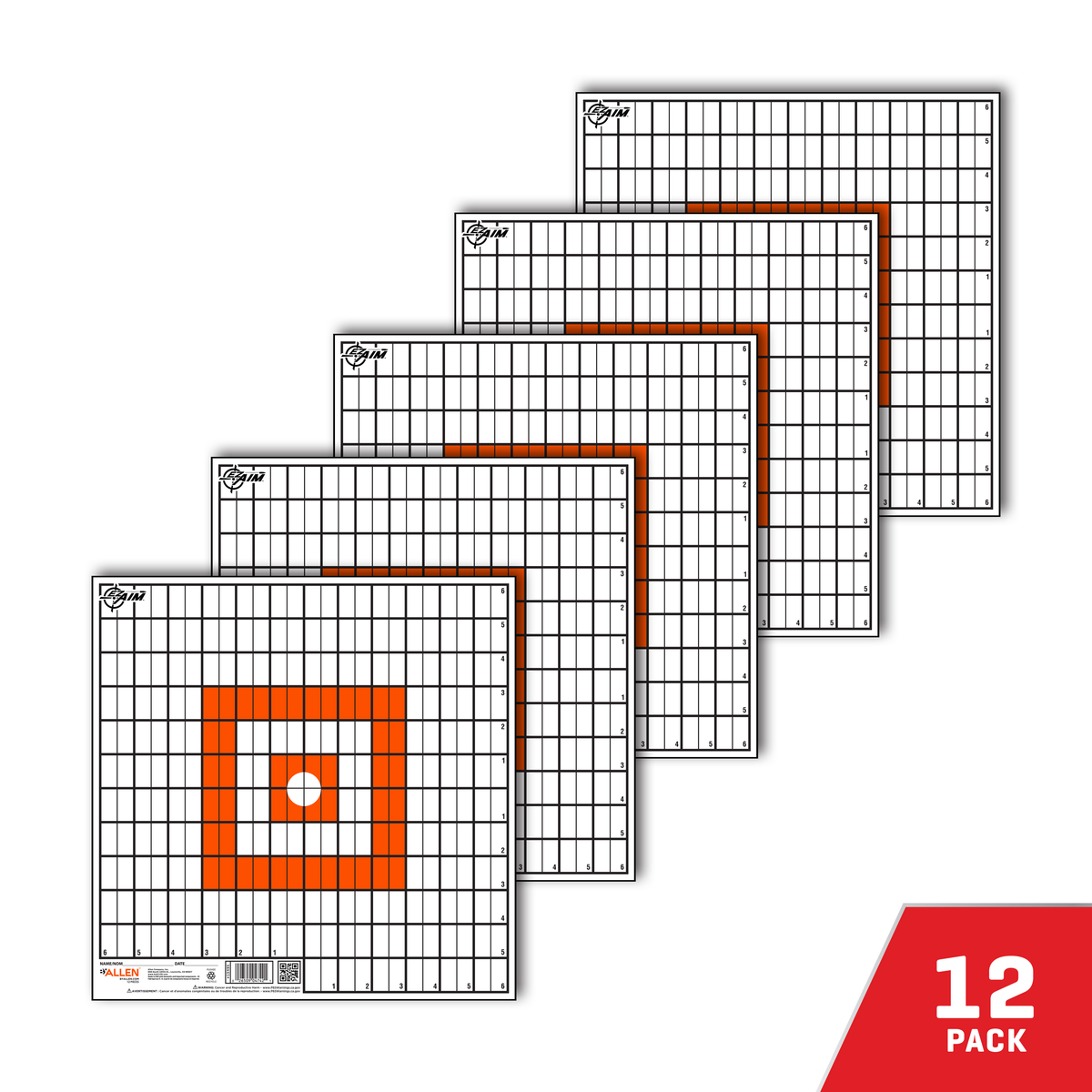 EZ-Aim 15495 Grid Paper Hanging Target 12"x12" Orange/White 12-Pack — view 2