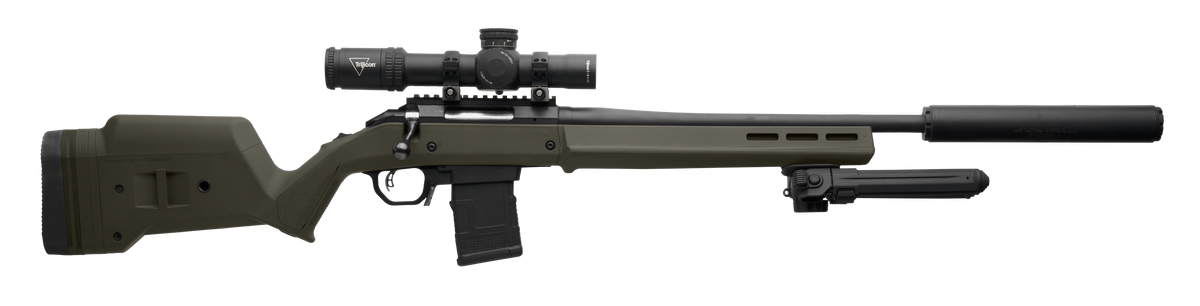Magpul Industries Hunter American OD Green Adjustable Stock w/ STANAG Mag Well for Short Action Ruger American - Right Hand — view 2