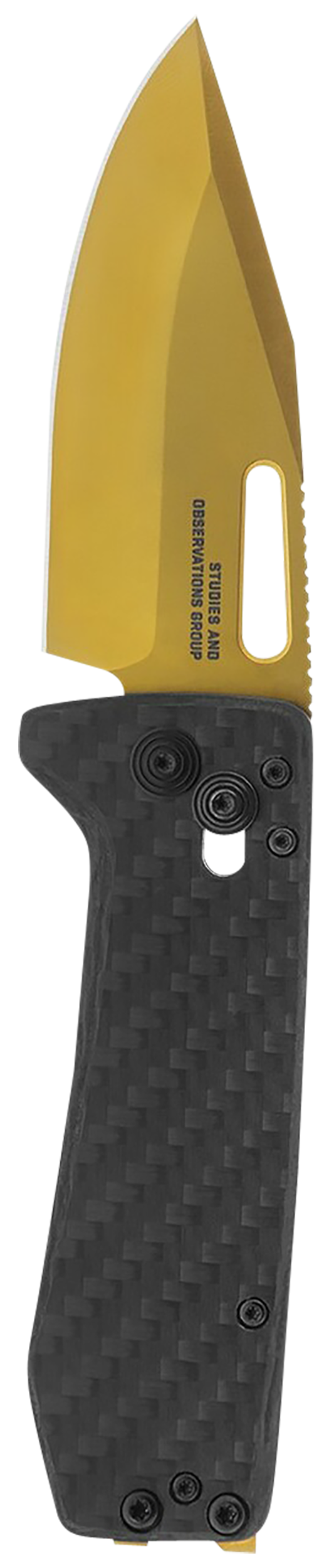 S.O.G Ultra XR 2.80" Folding Clip Point Plain Gold TiNi Cryo S35VN Carbon Fiber Knife — view 2