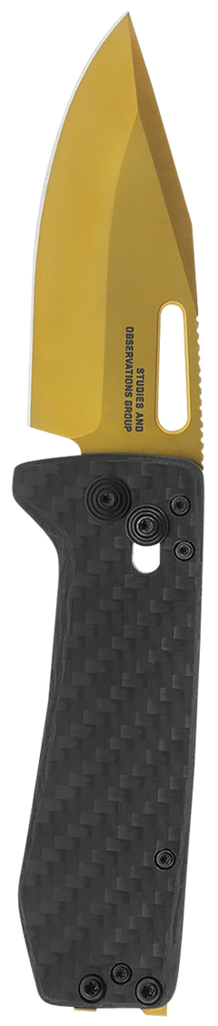 S.O.G Ultra XR 2.80" Folding Clip Point Plain Gold TiNi Cryo S35VN Carbon Fiber Knife — view 2