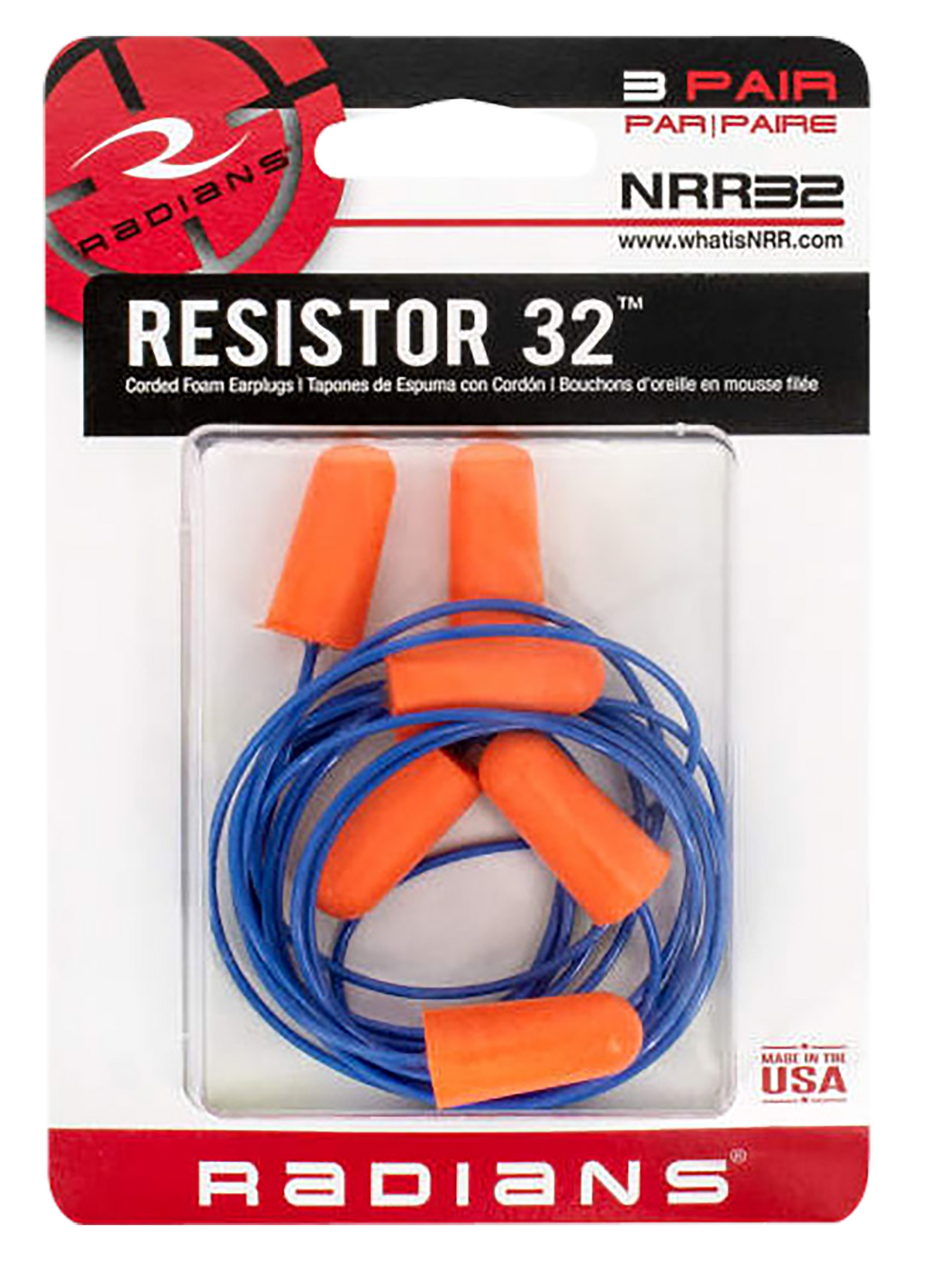 Radians FP8100BP Foam Ear Plugs Corded 32 dB NRR In The Ear Orange - 3 Pair — view 2