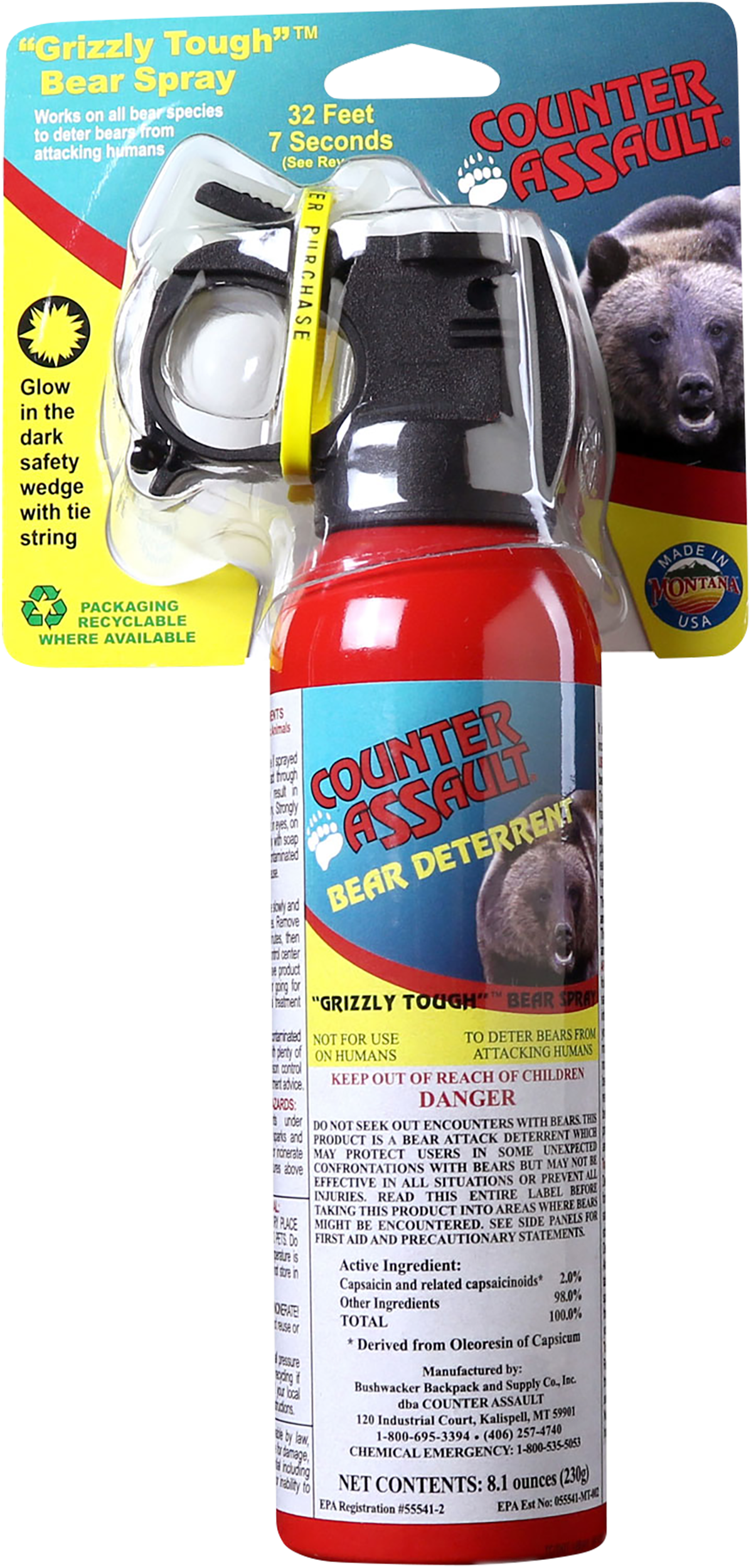 Counter Assault Bear Spray 8.10 oz Capsaicin 32 ft / 7-Second Bear Deterrent — view 2
