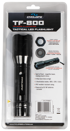 Cyclops TF-800 Tactical 800 Lumen Cree LED IPX7 Black Anodized Flashlight — view 2