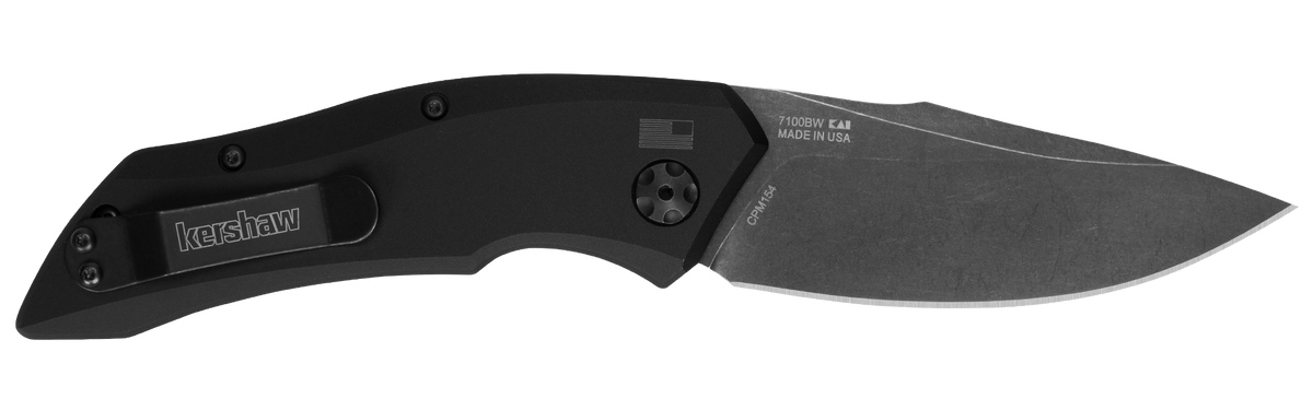Kershaw Launch 1 3.4" Automatic Folding Drop Point Plain CPM 154 BlackWash - Black Aluminum — view 2