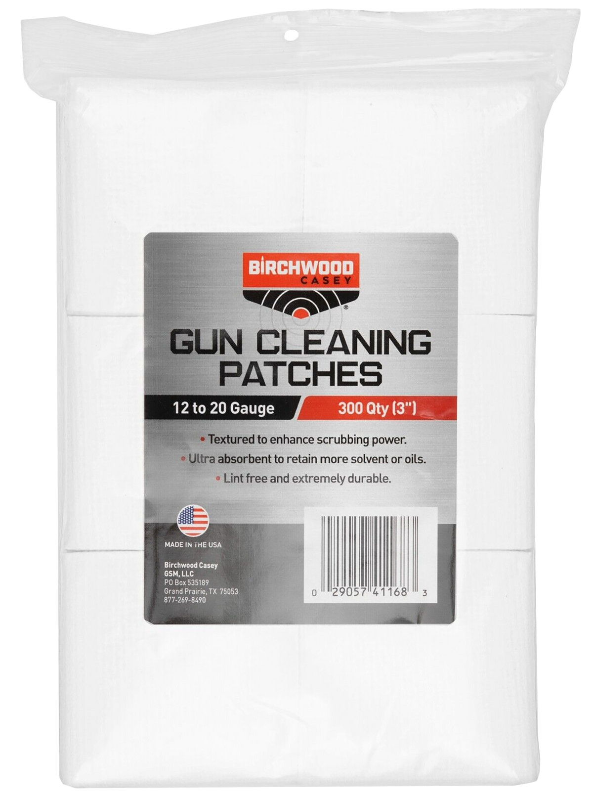 Birchwood Casey 41168 Gun Cleaning Patches 3" Cotton 300 Per Bag — view 2