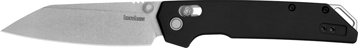 Kershaw 2038R Iridium 3.4" Folding Reverse Tanto Plain Stonewashed D2 - Black Anodized Aluminum Handle — view 2