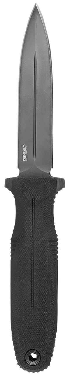 S.O.G Pentagon FX 4.77" Fixed Spear Point Plain Black TiNi Cryo CPM S35VN Blade G10 Blackout Handle — view 2