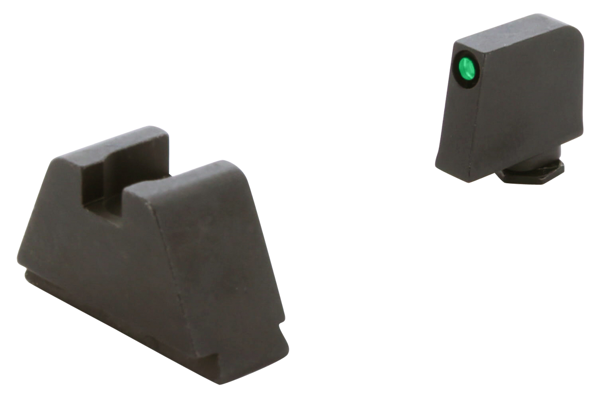 Ameriglo GL811 Optic Compatible Sight Set for Glock - 3XL Tall Green Tritium Black Outline Front / Flat Black Rear — view 2