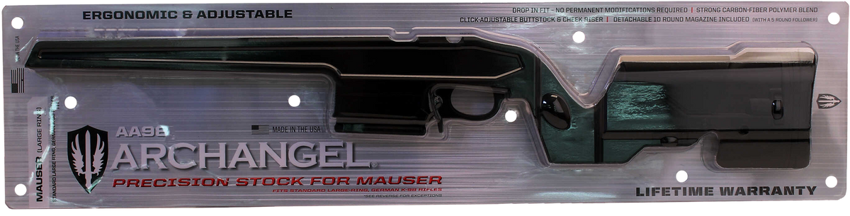 Archangel AA98 Precision Stock Black Synthetic for Mauser K98 - Adjustable Cheek Riser — view 2