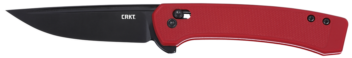 Columbia River CRKT 7075R Q Compact 3.05" Folding Drop Point Plain Black Oxide 14C28N Steel Red GRN Knife — view 2