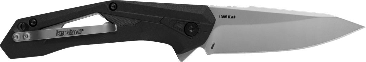 Kershaw Airlock 1385 3" Folding Drop Point Plain 5Cr13MoV Bead Blasted Black GFN Knife — view 2